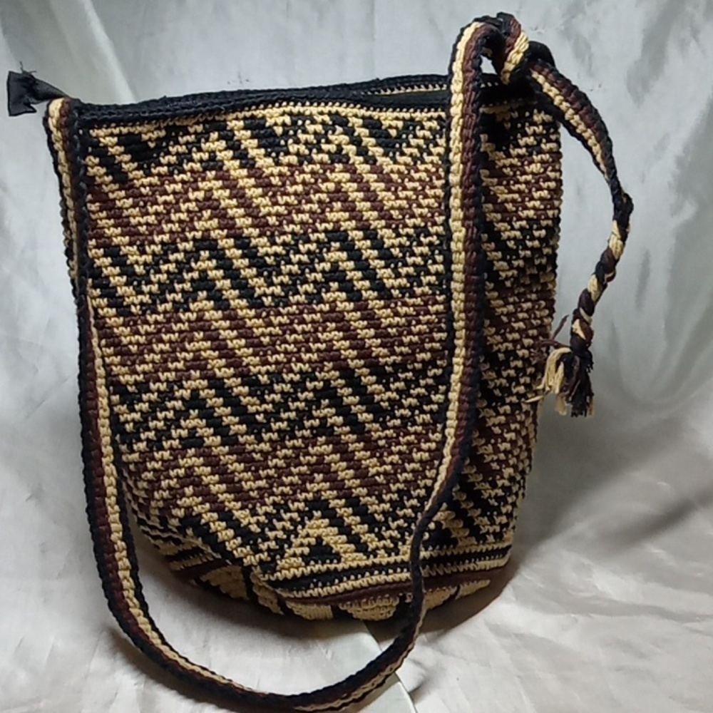 Handwoven Brown and Black Shoulder Bag